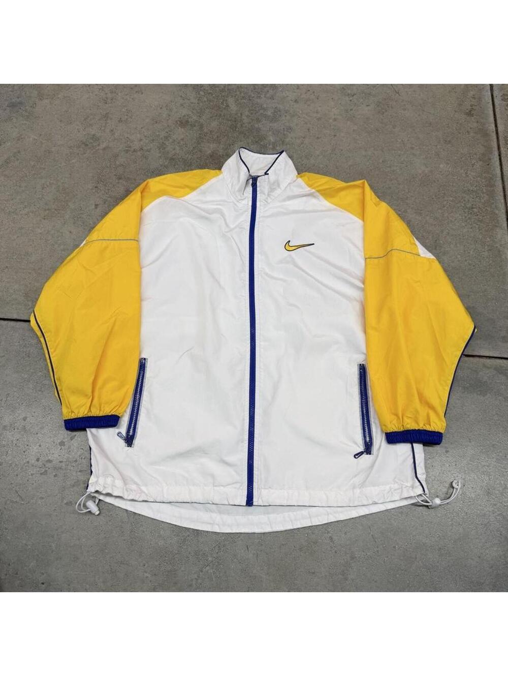vintage nike yellow purple laker colorway zip up track jacket medium WOMENS